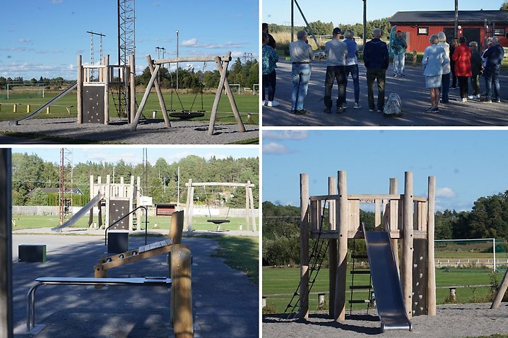 Bildkollage nytt utegym på Klockardalens IP